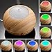 Arova 400ml Aromatherapy Essential Oil Diffuser , Cool Mist Air Humidifier , 4 Timer Setting, 7 Color Changing LED Lights, Auto Shut-off for Yoga Spa Office Home, Yellow Wood Grain
