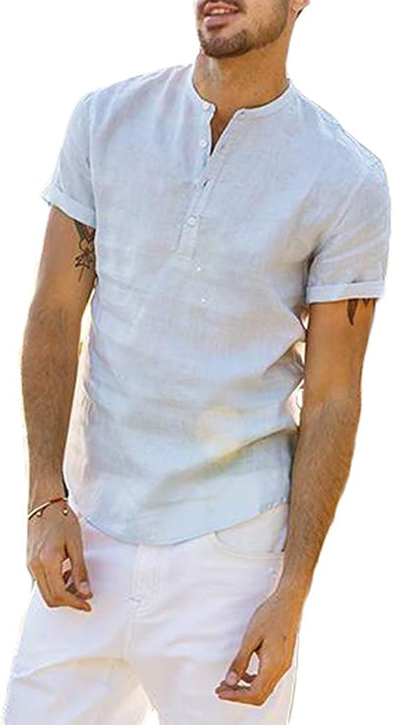 camiseta henley hombre