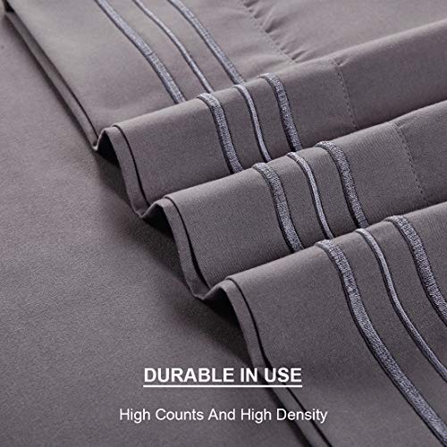 TEKAMON King Bed 6 Piece Sheet Set Cooling 100% Microfiber Polyester Extra Deep Pocket Fitted Sheet Luxury Soft,Breathable,Wrinkle and Fade Resistant Flat Sheet Dark Grey - Thumbnail 5