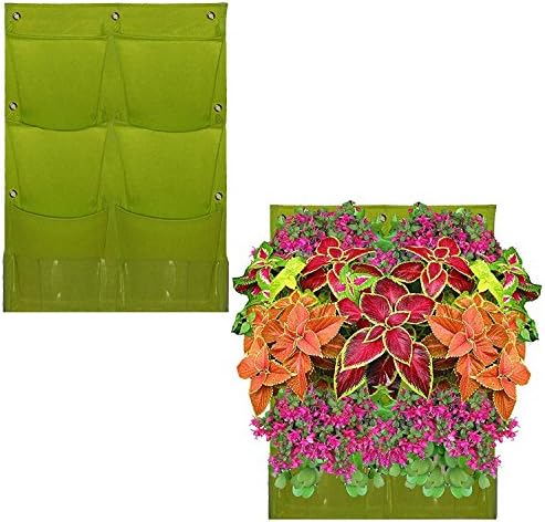 Gregarder Large Pocket Vertical Garden Planter, Grow Bag Waterproof Pots for Indoor &amp; Outdoor (6 Pocket, Green)