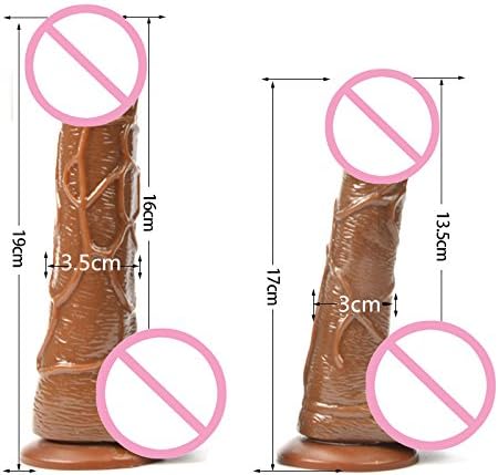 Ingdy(TM) Large Waterproof Flexible realistic Pen-is with textured shaft life-like Dil-do with Suction cup S-e-x toys for women [ M ]
