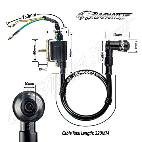 (IC2) UMPARTS 2 wire pin Black ignition coil Spark plug parts for TaoTao youth KIDS ATV 4 Quad Wheeler 110cc Tao Tao ATA-110H4 / ATA-110-H4 / ATA 110 H4 / ATA110H4