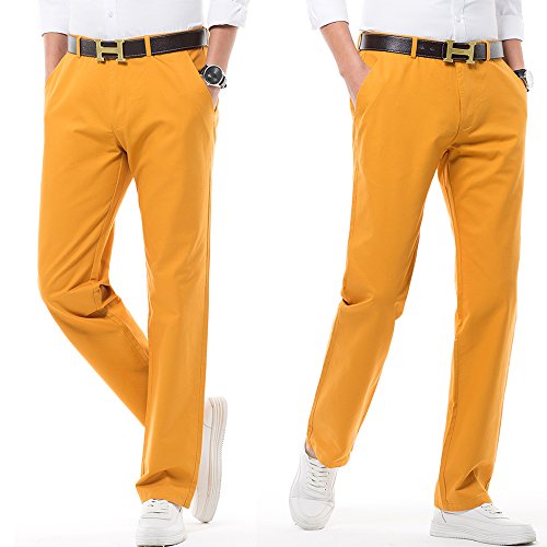 Men’s Straight-Leg Pant Nonelastic Chino Khaki Pants MH103 Bright Yellow Tag 36