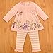 FERENYI Baby Girls Summer Clothes Cartoon Long-Sleeved Dress with Pants Sets (90/11-16 Months, Pink)
