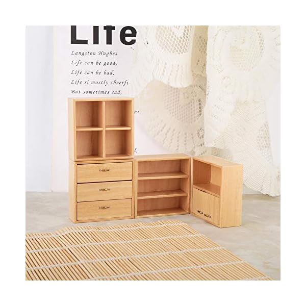 Maßstab 1/12 Puppenhaus Zubehör Holz Schrank Möbel Wohnzimmer Schlafzimmer Schrank Einheit für Puppenhaus(Kräftiges Holz) – Bild 4