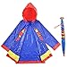 DC Comics Kids Umbrella and Poncho Raincoat Set, Batman & Superman Boys Rain Wear for Toddler 2-3 or Kids 4-7