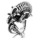 INBLUE Men's Stainless Steel Ring Silver Tone Black Alien Dragon Hollow Openwork Size8