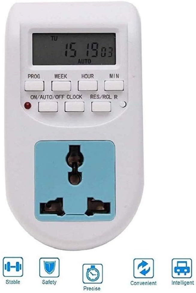 EMBOX Automatic Power Cut off Smart Plug Timer Switch with Programmable Countdown Control (White and Blue)