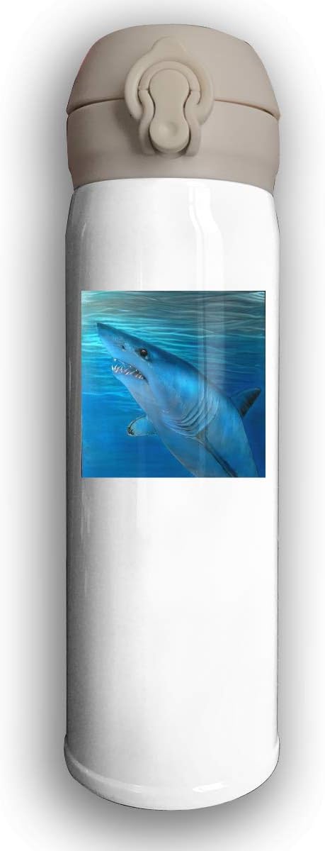 Thermoses Stainless Steel Coffee Mug Mako Shark Travel Mug for Home Office School Works Car Great for Hot and Cold Drink Free Flip Cap Double Wall - White