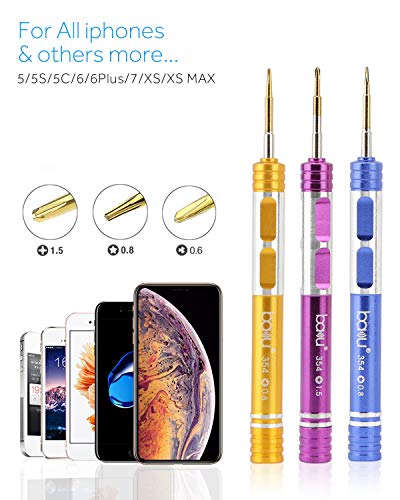 BAKU Cell Phone Repair Tool Kit for iPhone Precision Screwdriver Set with Magnetizer/Demagnetizer Tool & Opening Pry Tools for iPhone X/8/8 Plus, 7/7Plus,6P/6S/6/5S/5/5C/4S/4/SE,iPod,iTouch (A-Pack)