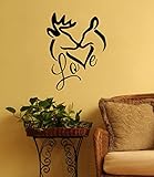 Love - Buck and Doe Making a Heart romantic wall decal 22x29 (Black)