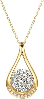 FANCIME 14K Solid Yellow/Rose Gold Round Teardrop Diamond FANCIME