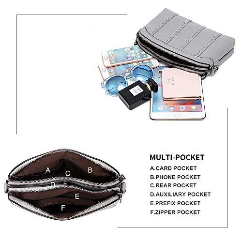 Crossbody Bag for Women Small Leather Phone Purse Wallet Shoulder Bag Trendy Ladies Wristlet Clutch(Gray) - Thumbnail 5