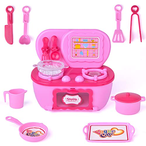 image for FUN LITTLE TOYS Toy Kitchen Appliances for Girls, Stovetop, Pan, Play 
