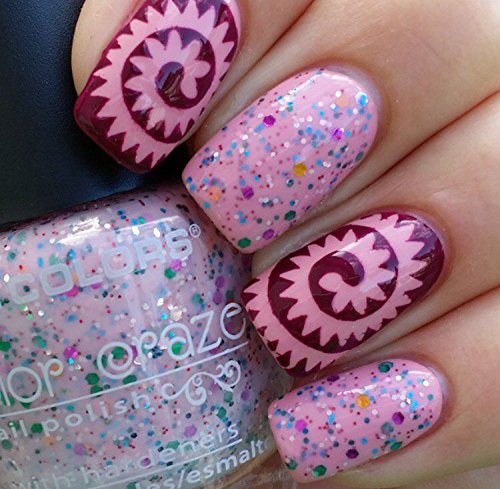 Paisley Cyclones Nail Vinyls By Twinkled T - 1 Sheet of 48 (2 in Each Circle)