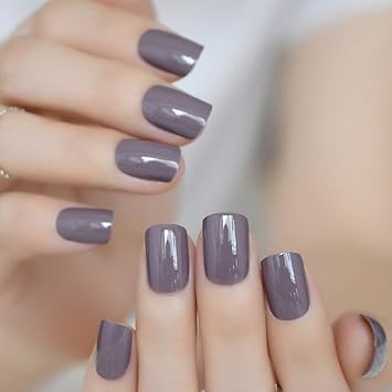 Amazon Com Coolnail Gray Brown False Nails Tips Deep Brown Purple