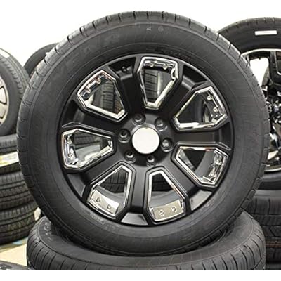 Buy Satin Black With Chrome Insert Replica Rims With 275 55r Tires Wheels Includes Tpms Sensors 24 Polished Stainless Lug Nuts For 01 18 Chevy Silverado Tahoe Suburban Gmc Sierra Yukon Set Online