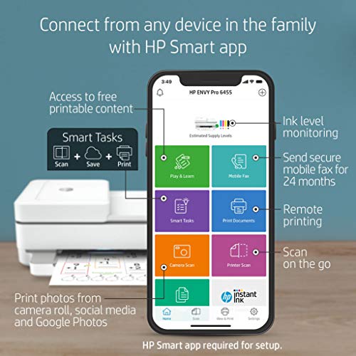 HP ENVY Pro 6455 Wireless All-in-One Printer, Mobile Print, Scan & Copy, Auto Document Feeder, HP Instant Ink ready… - Image 3