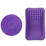 ESARORA Makeup Brush Cleaning Mat, Makeup Brush Cleaner, Makeup Brush Cleaning Mat & Makeup Brush Cleaning Plate Portable Washing Tool More Easy to Clean Makeup Brush (Purple)