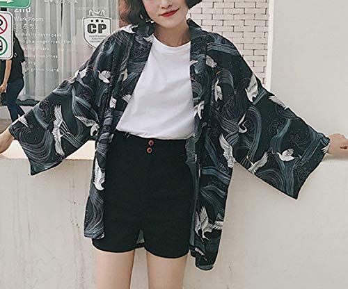 Kimonos Woman Japanese Kimono Cardigan Cosplay Shirt Blouse for Women Japanese Yukata Beach Kimono Kk1069,2,One Size