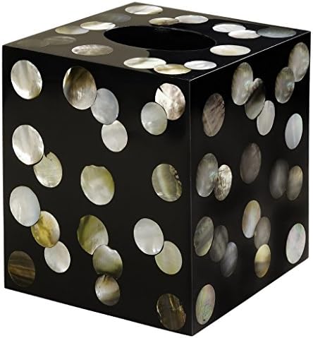 Desti Tissue Box Cover Tissue Holder Black Bathroom Accessories Lacquer & Mother of Pearl