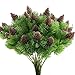 NAHUAA 4PCS Fake Cedar Pine Branches with Artificial Pine Cones Plastic Shrubs Faux Greenery Bushes Bundles Table Centerpieces Arrangements Home Kitchen Office Indoor Outdoor Decorations