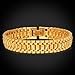 U7 Jewelry 12MM Wide Wrist Chain 18K Yellow Gold Plated Men Women's Bracelet (19CM Long)
