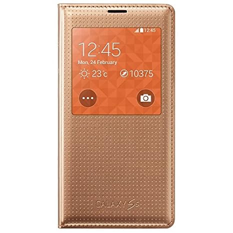 Samsung EF-CG900BDEGWW Flip Cover mit Sichtfenster in gold glänzend Galaxy S5
