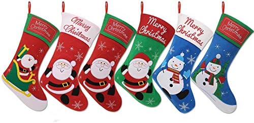 3 Pack Cute Christmas Stocking Christmas Tree Decoration Present Holder Bag With 3 Greeting Cards (3-Pack)