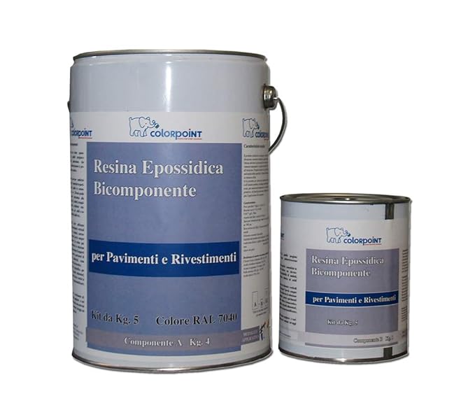 RESINA EPOSSIDICA PER PAVIMENTI LUCIDA 5 Kg 4550 Mq Circa (Bianco RAL 9003