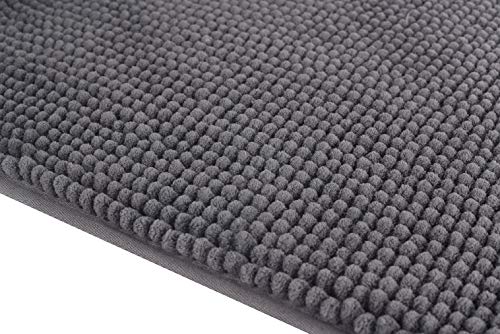 Bath Rug 20"x 30" Grey Ultra Thick and Soft Texture Chenille Bathroom Rug Non-Slip Door Mat for Kitchen/Entryway (Charcoal)