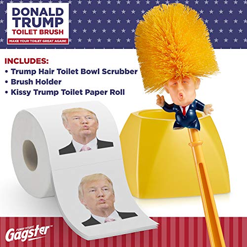 image for Gagster Donald Trump Toilet Brush and Trump Toilet Paper Roll Bundle -