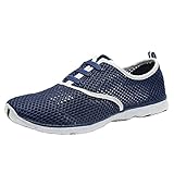 Men Women Quick Drying Mesh Athletic Aqua Water Shoes Lightweight Lace-up Walking Sneaker Shoes