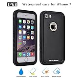 iPhone 7 Waterproof Case, Moonmini Full Sealed Underwater Shockproof Dropproof Dustproof Snowproof with Button Design & Touch ID 360 Degree Protective Cover for iPhone 7 (2016 Release) - Black