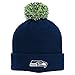 NFL Seattle Seahawks Boys Basic Cuff Knit w/Pom, Dark Navy, One Size
