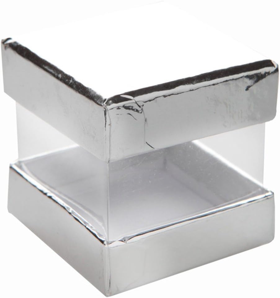 "Pure" Collapsible Box, Silver, 6 pcs - Ideal for Wedding Guests Up Anke, Christening Or Birthdays