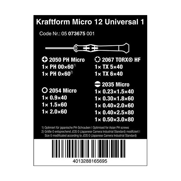 Wera Kraftform Micro Elektroniker Schraubendrehersatz, 12-teilig, Mehrfarbig, 05073675001 – Bild 3