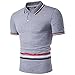 Cottory Men's Fashion Stripe Contrast Color Short Sleeve Polo T Shirt