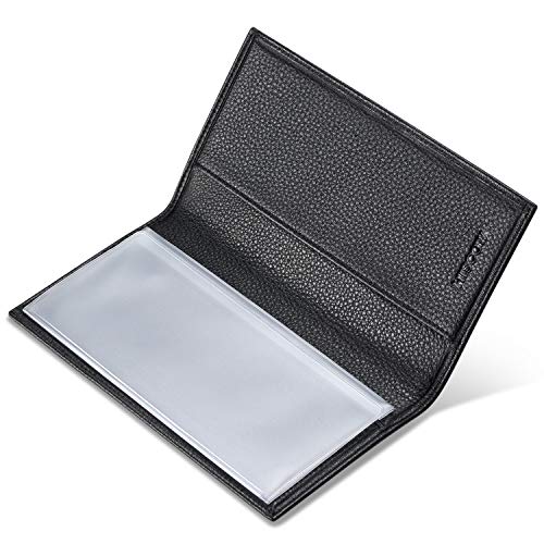 HISCOW Minimalist Checkbook Cover - Full Grain Leather (Pebbled Black)