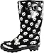 NORTY - Womens Hurricane Wellie Gloss Mid-Calf Paw Printed Rain Boot, Black, White 39203-8B(M) US