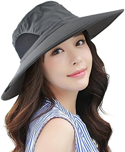 Headshion Waterproof Sun Hat For Women, Outdoor UV Protection Wide Brim Bucket Mesh boonie Hat Adjustable Fishing Cap