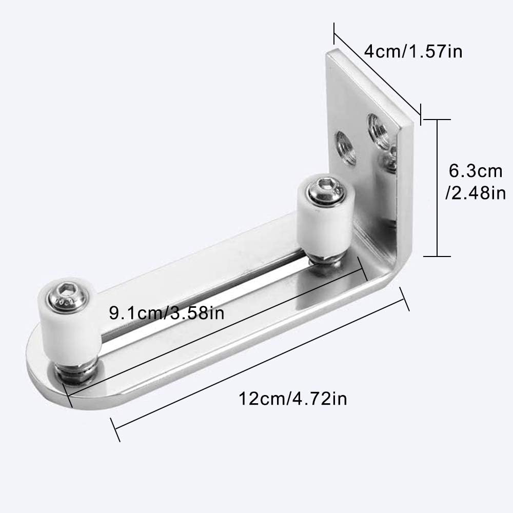 Chrome Plated Barn Door Floor Guide Roller, 2-Pack Zinc Alloy Bottom Mount Kit - Image 3