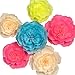 Paper Flower Decorations, Large Crepe Paper Flowers, Handcrafted Flowers, Giant Paper Flowers (Pink, Blue, Yellow, Champagne Set of 6) for Wedding, Bridal Shower, Baby Shower, Nursery Wall Decor