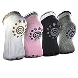 4 Pair Non Skid Cotton Yoga Socks Barre Socks for Women