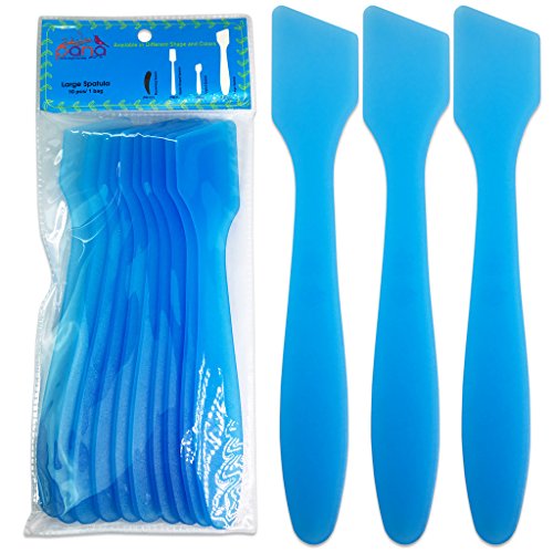 Pana Brand (10 Pieces) 7.35" BLUE LARGE Flexible Mixing Spatula Reusable Cosmetic Skin Care Facial Cream Mask Spatula for Mixing and Sampling