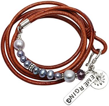 Handmade Cultured Freshwater Pearl Leather Wraps Bracelet with Charm Pendant for Women