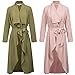 Kate Kasin Women's Casual Spring Long Trench Coat with Belt(S Light Pink)