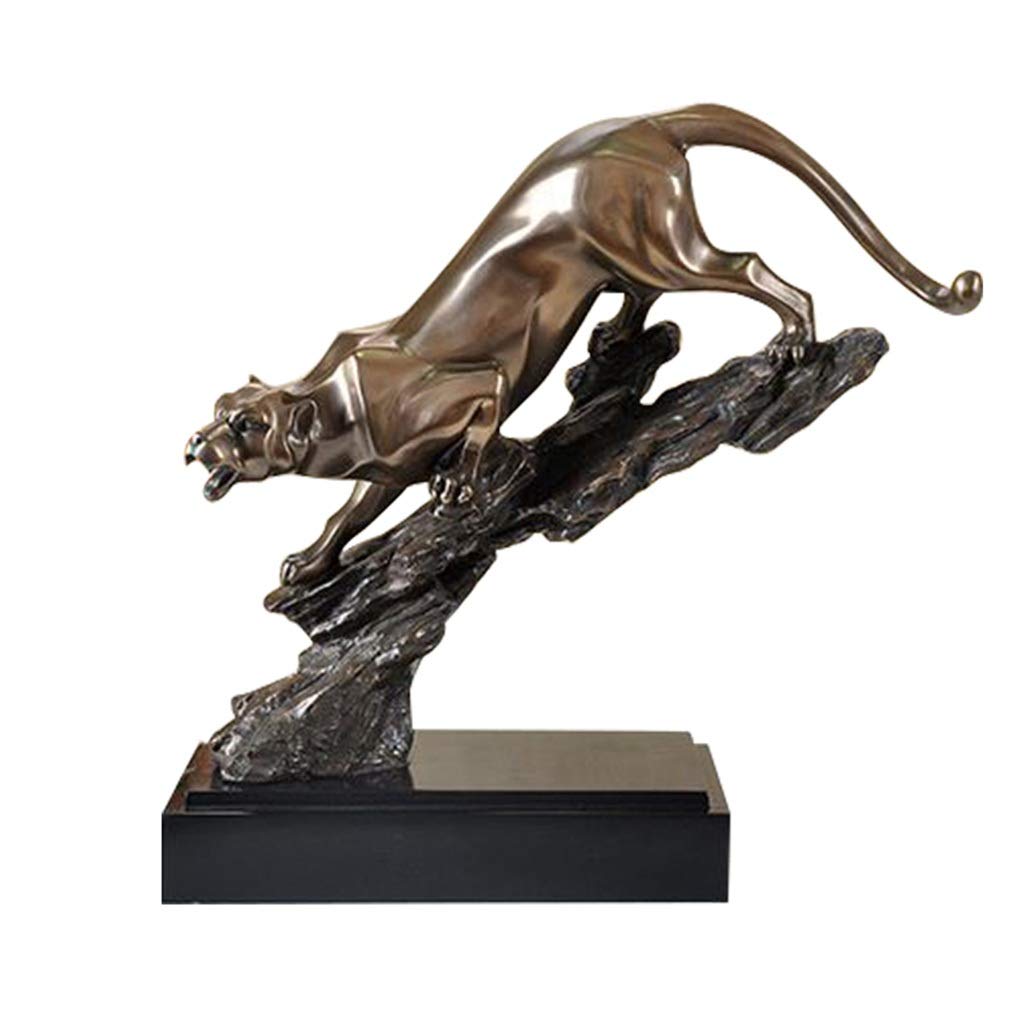 Gold colours attacking mode leopard sculture