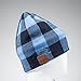 Tenergy Wireless Bluetooth Beanie Hat with Detachable Stereo Speakers & Microphone, Fleece-lined Unisex Music Beanie for Outdoor Sports, Basic Knit (Blue Plaid)