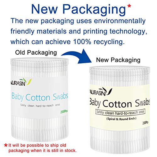 Baby Cotton Swabs, Paper Sticks Cotton Buds for Baby Ear Nose Clean-200Pcs(Spiral & Round) - Thumbnail 7